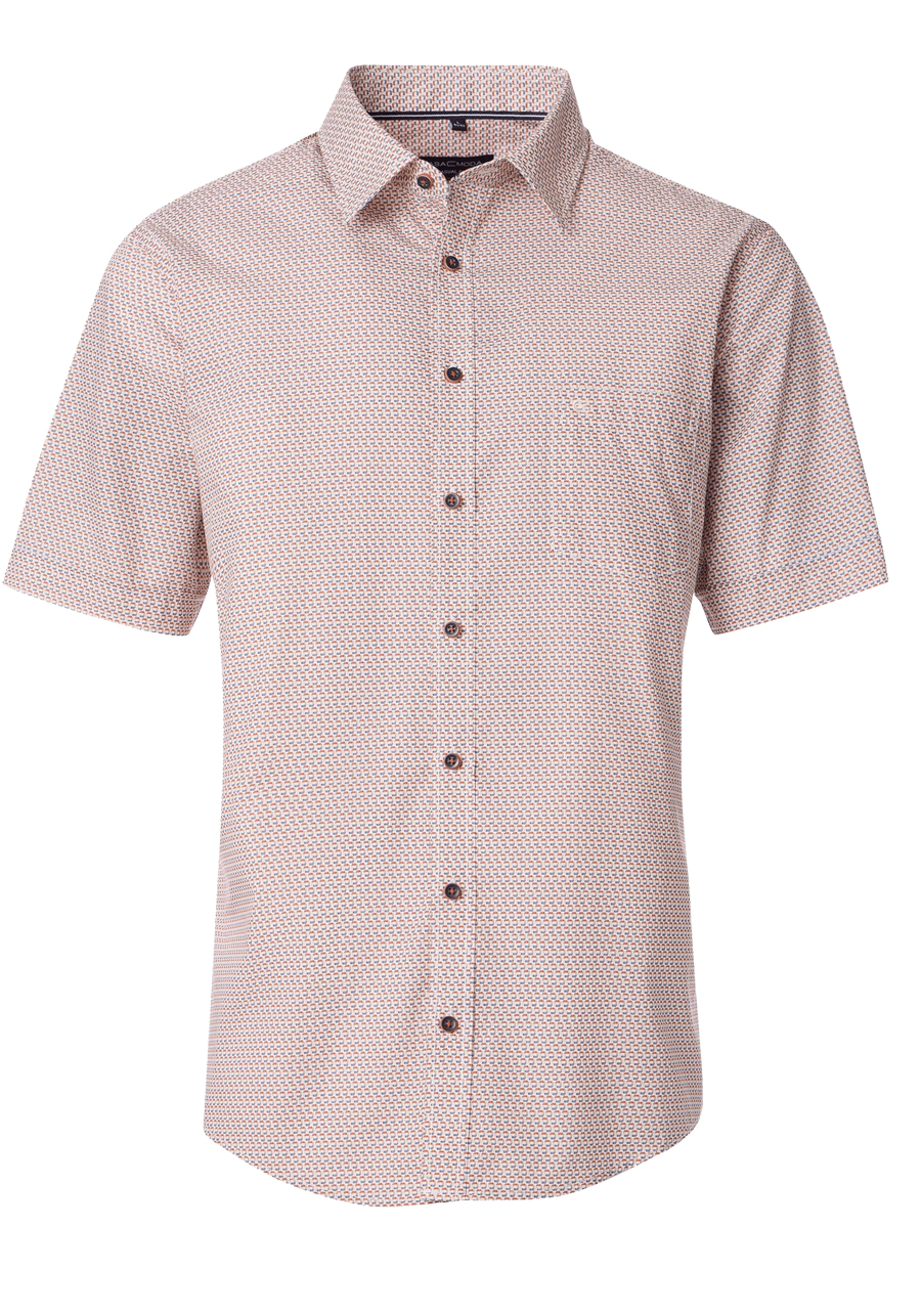 Produktbild fr 'CASAMODA Casual Fit Hemd Halbarm New Kent Kragen Muster orange'