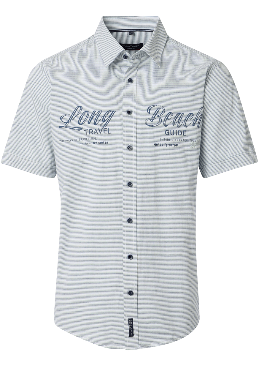 Produktbild f�r 'CASAMODA Casual Fit Hemd Halbarm New Kent Kragen Ringel gr�n'