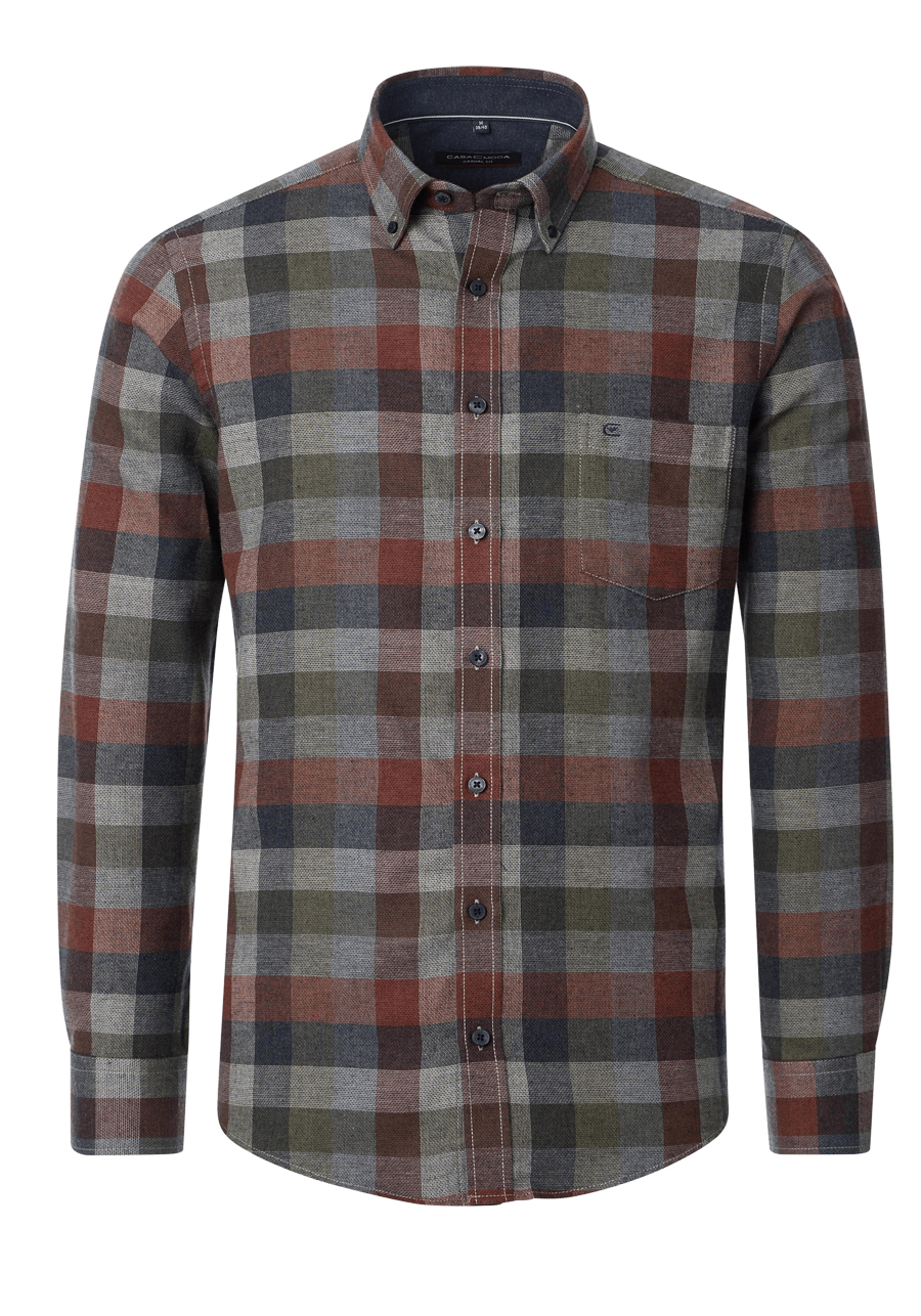 Produktbild fr 'CASAMODA Casual Fit Hemd Langarm Button Down Kragen Faux Karo rot'