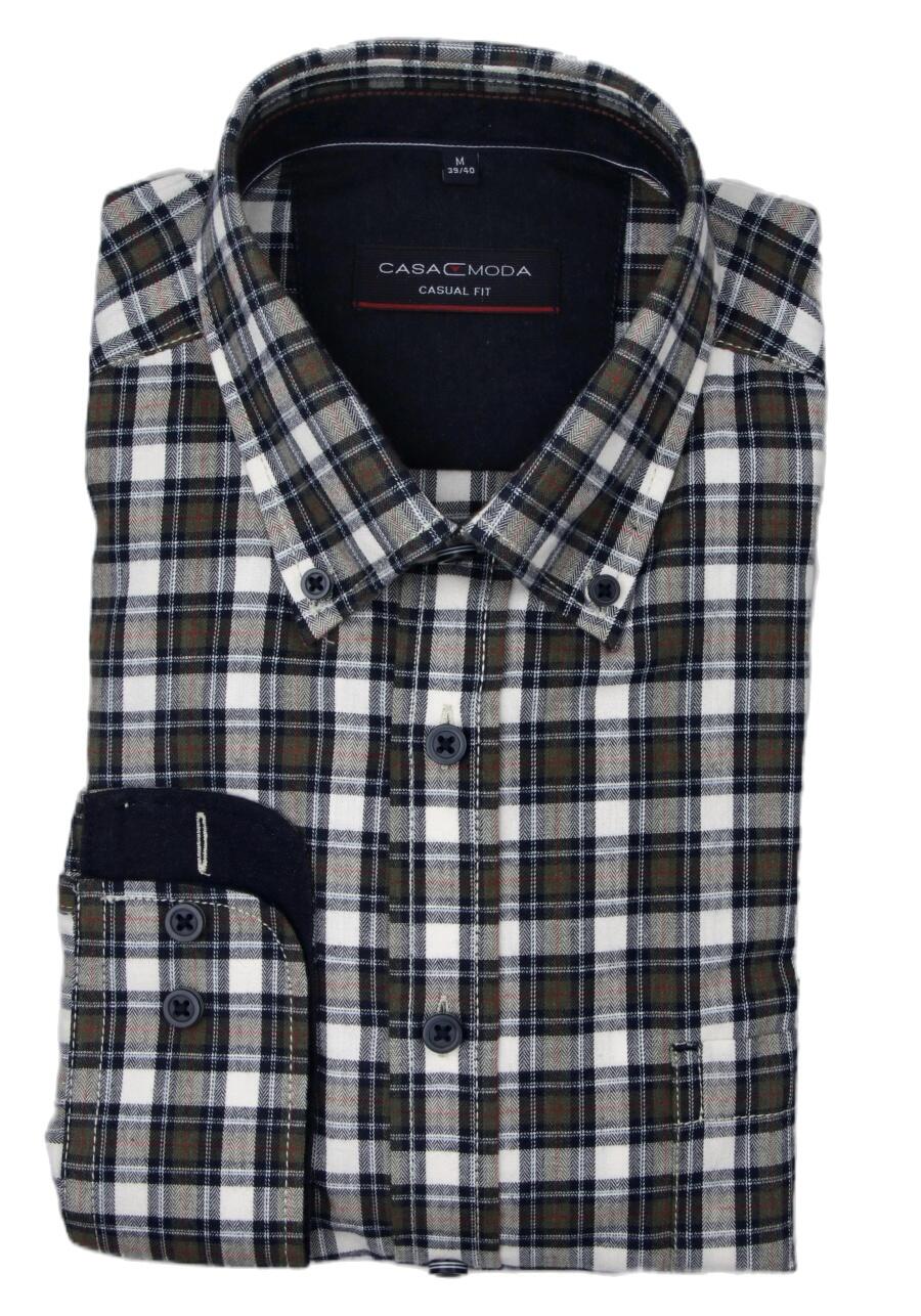 Produktbild fr 'CASAMODA Casual Fit Hemd Langarm Button Down Kragen Flanell Karo blau'