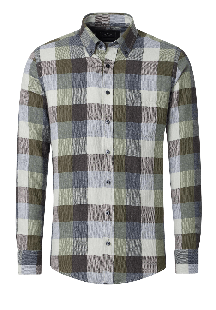 Produktbild f�r 'CASAMODA Casual Fit Hemd Langarm Button Down Kragen Flanell Karo gr�n'
