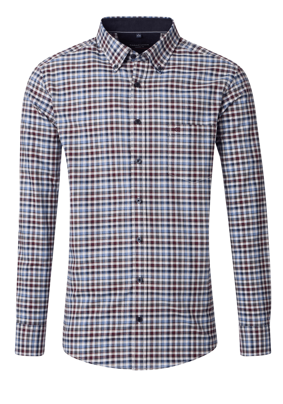 Produktbild f�r 'CASAMODA Casual Fit Hemd Langarm Button Down Kragen Karo blau'