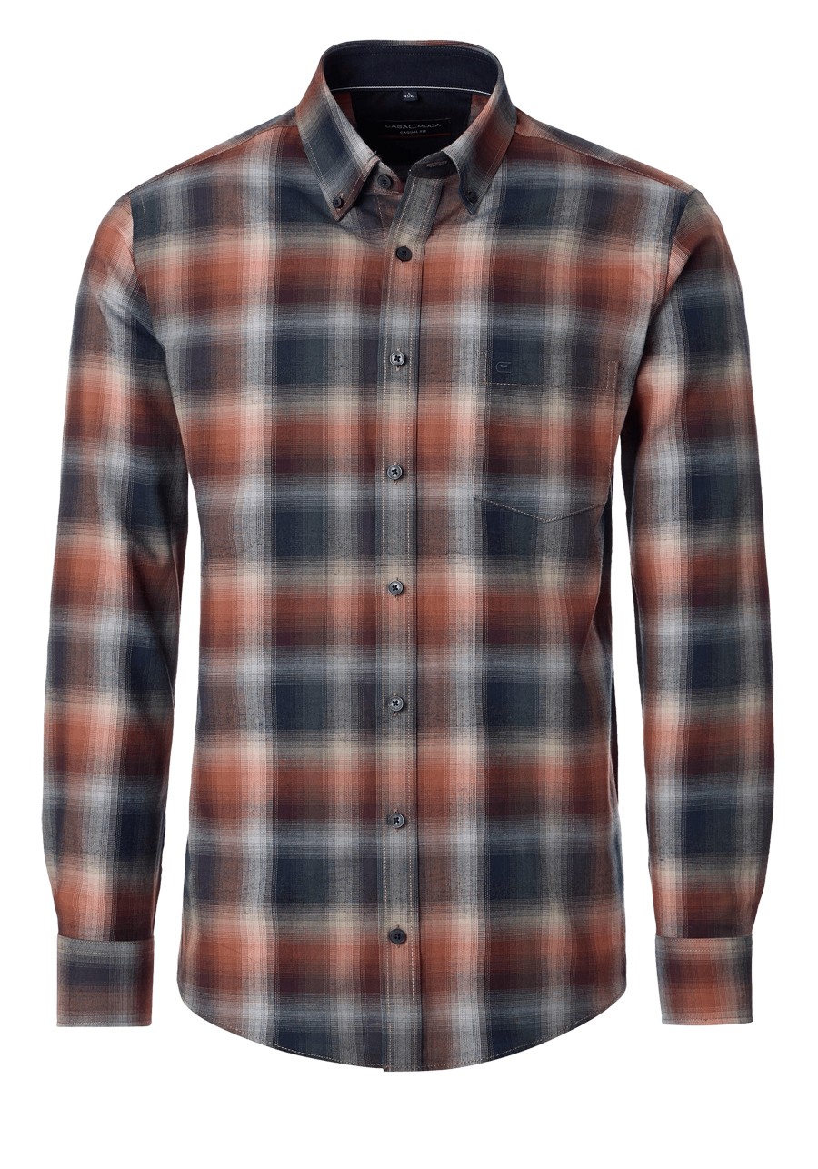 Produktbild f�r 'CASAMODA Casual Fit Hemd Langarm Button Down Kragen Karo braun'