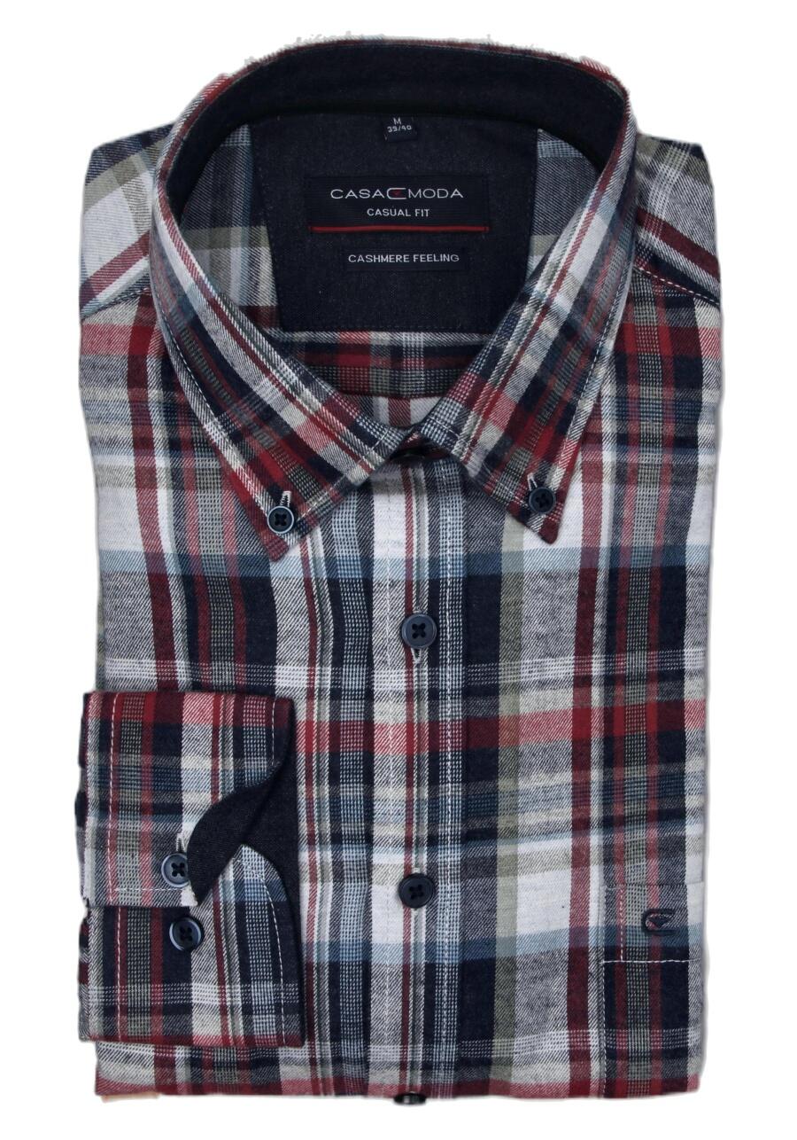 Produktbild fr 'CASAMODA Casual Fit Hemd Langarm Button Down Kragen Karo dunkelblau'