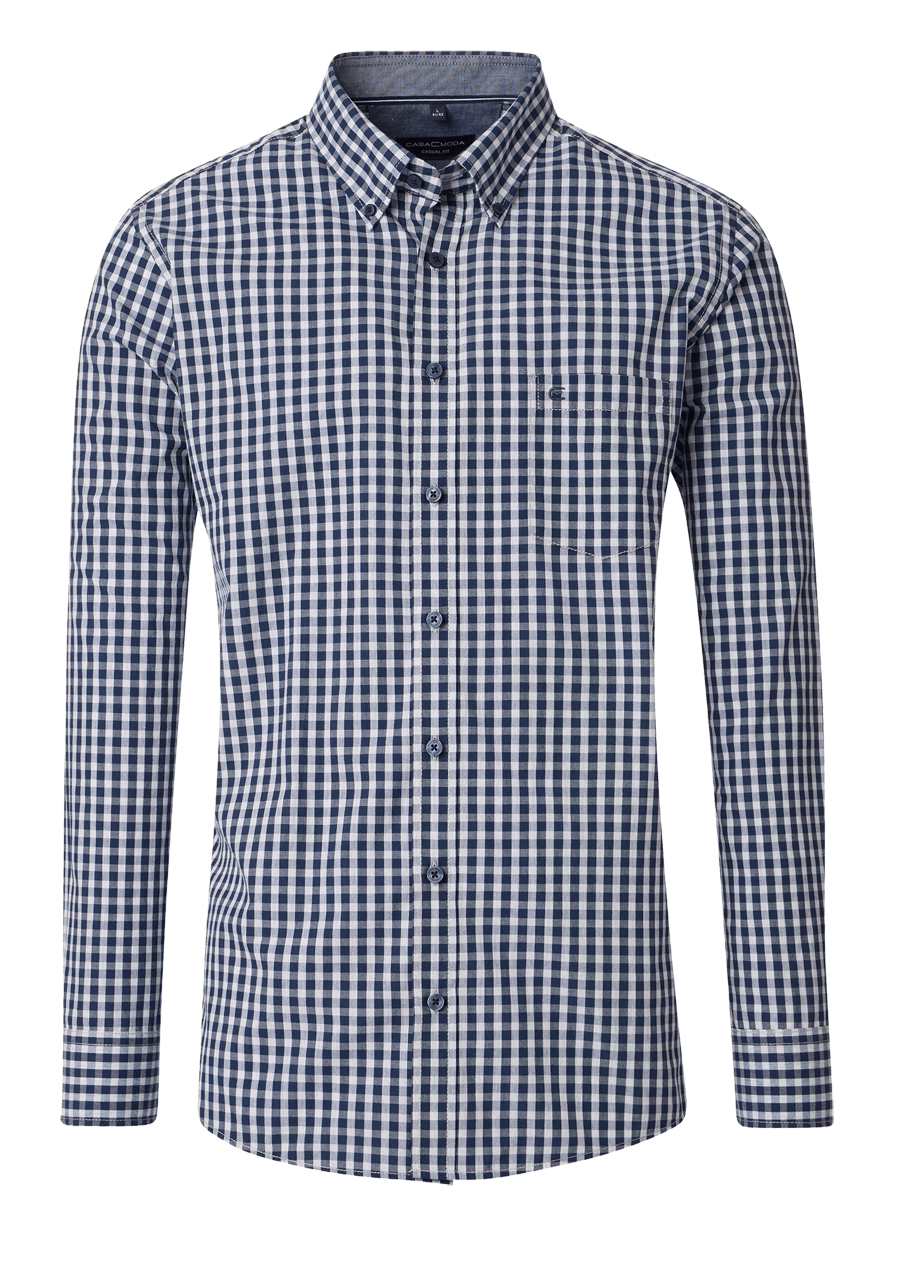 Produktbild fr 'CASAMODA Casual Fit Hemd Langarm Button Down Kragen Karo dunkelblau'