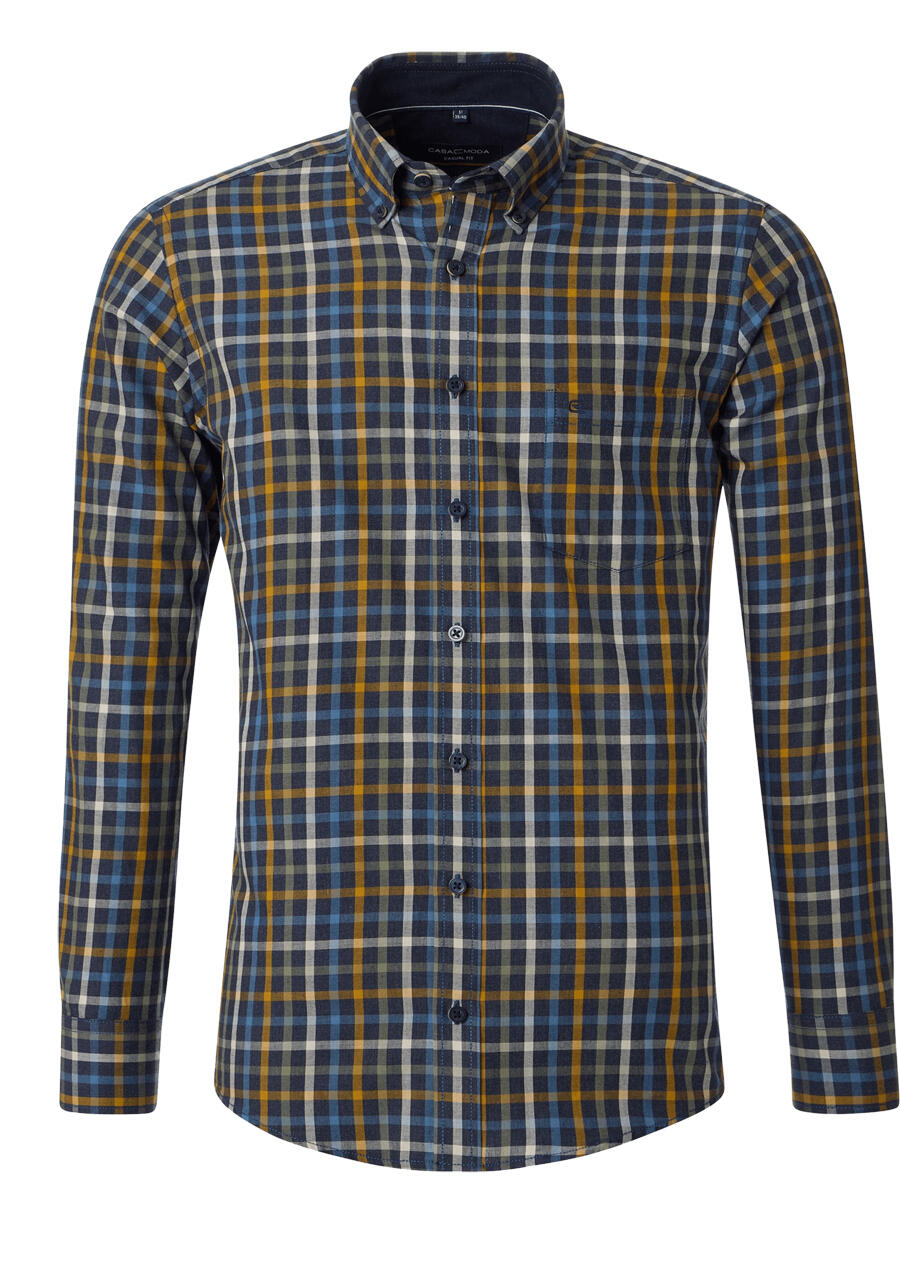 Produktbild fr 'CASAMODA Casual Fit Hemd Langarm Button Down Kragen Karo dunkelblau'