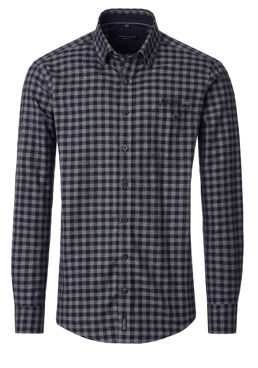 Produktbild f�r 'CASAMODA Casual Fit Hemd Langarm Button Down Kragen Karo dunkelblau'