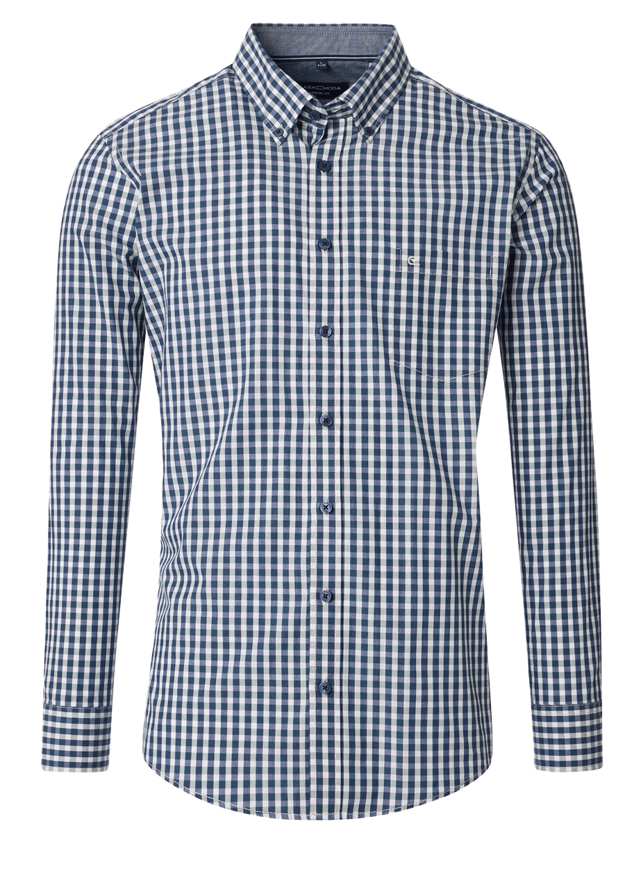 Produktbild fr 'CASAMODA Casual Fit Hemd Langarm Button Down Kragen Karo grn'