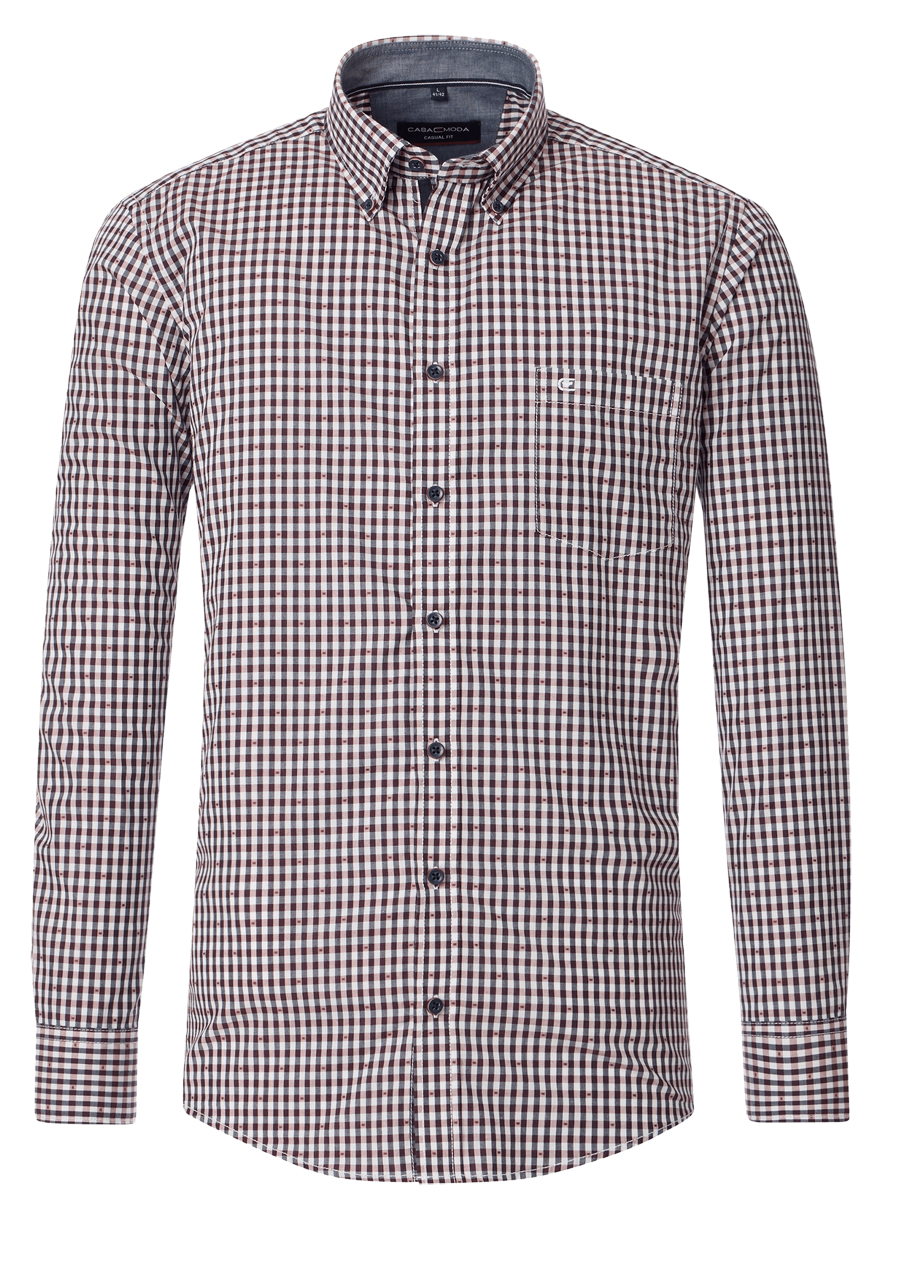 Produktbild fr 'CASAMODA Casual Fit Hemd Langarm Button Down Kragen Karo rot'
