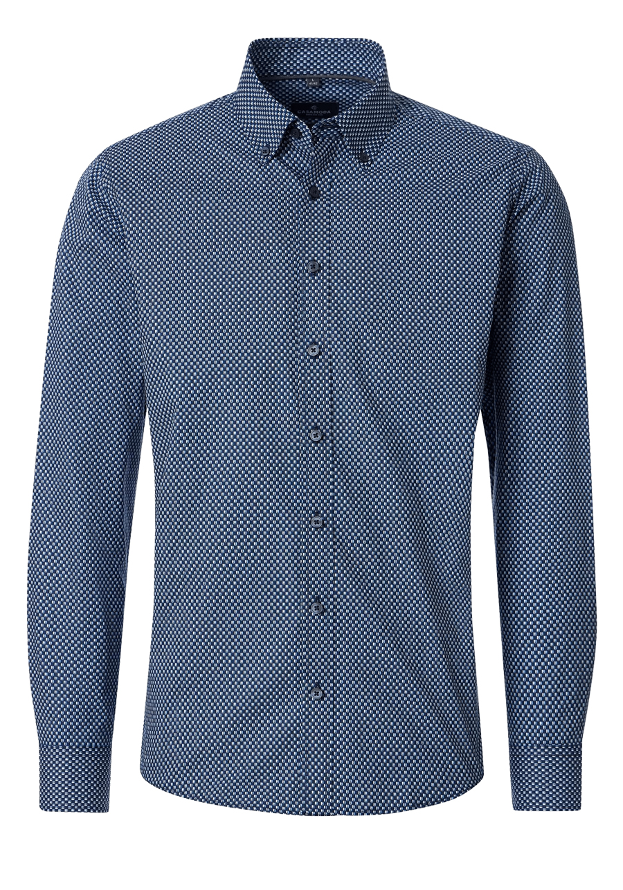 Produktbild f�r 'CASAMODA Casual Fit Hemd Langarm Button Down Kragen Muster blau'