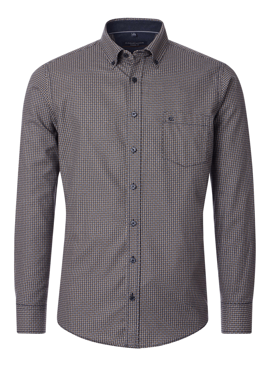 Produktbild fr 'CASAMODA Casual Fit Hemd Langarm Button Down Kragen Muster braun'