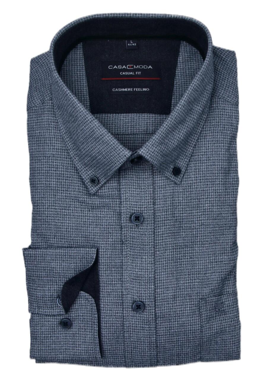 Produktbild fr 'CASAMODA Casual Fit Hemd Langarm Button Down Kragen Muster dunkelblau'