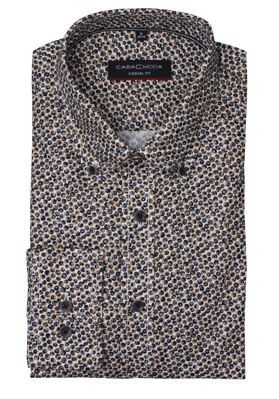 Produktbild fr 'CASAMODA Casual Fit Hemd Langarm Button Down Kragen Muster dunkelblau'