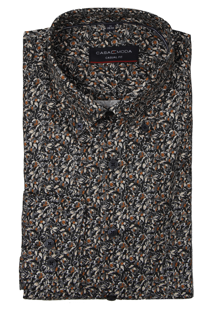 Produktbild fr 'CASAMODA Casual Fit Hemd Langarm Button Down Kragen Muster dunkelblau'