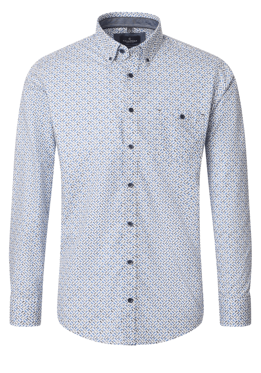 Produktbild f�r 'CASAMODA Casual Fit Hemd Langarm Button Down Kragen Muster wei�'