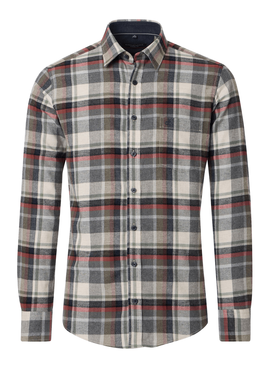 Produktbild fr 'CASAMODA Casual Fit Hemd Langarm New Kent Kragen Flanell Karo grn'