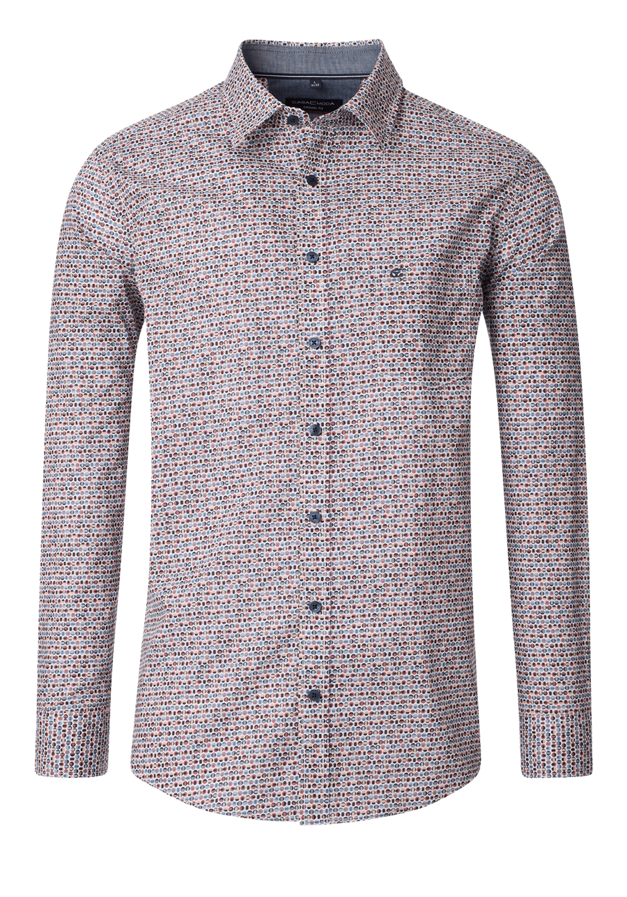 Produktbild fr 'CASAMODA Casual Fit Hemd Langarm New Kent Kragen Muster blau'