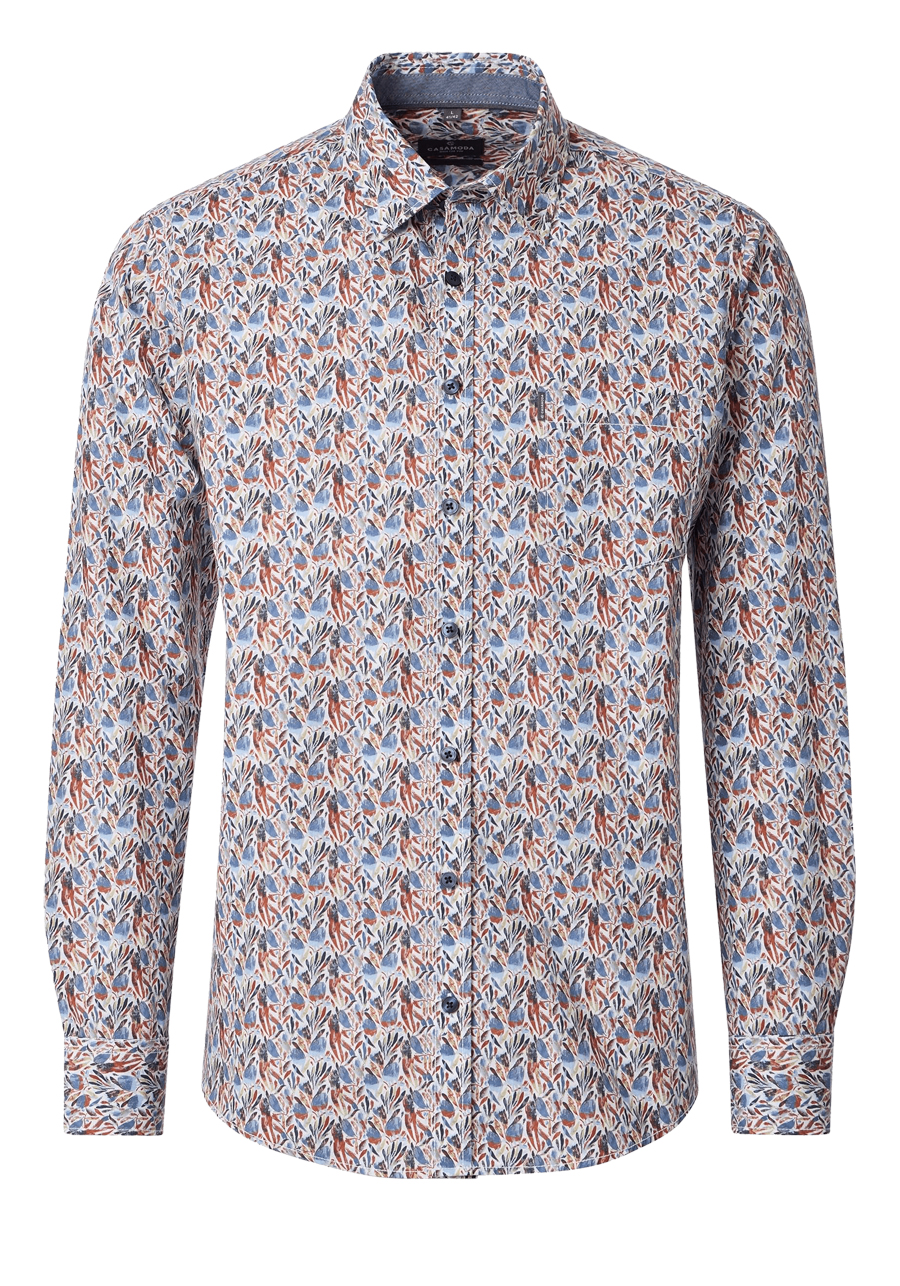 Produktbild f�r 'CASAMODA Casual Fit Hemd Langarm New Kent Kragen Muster blau'