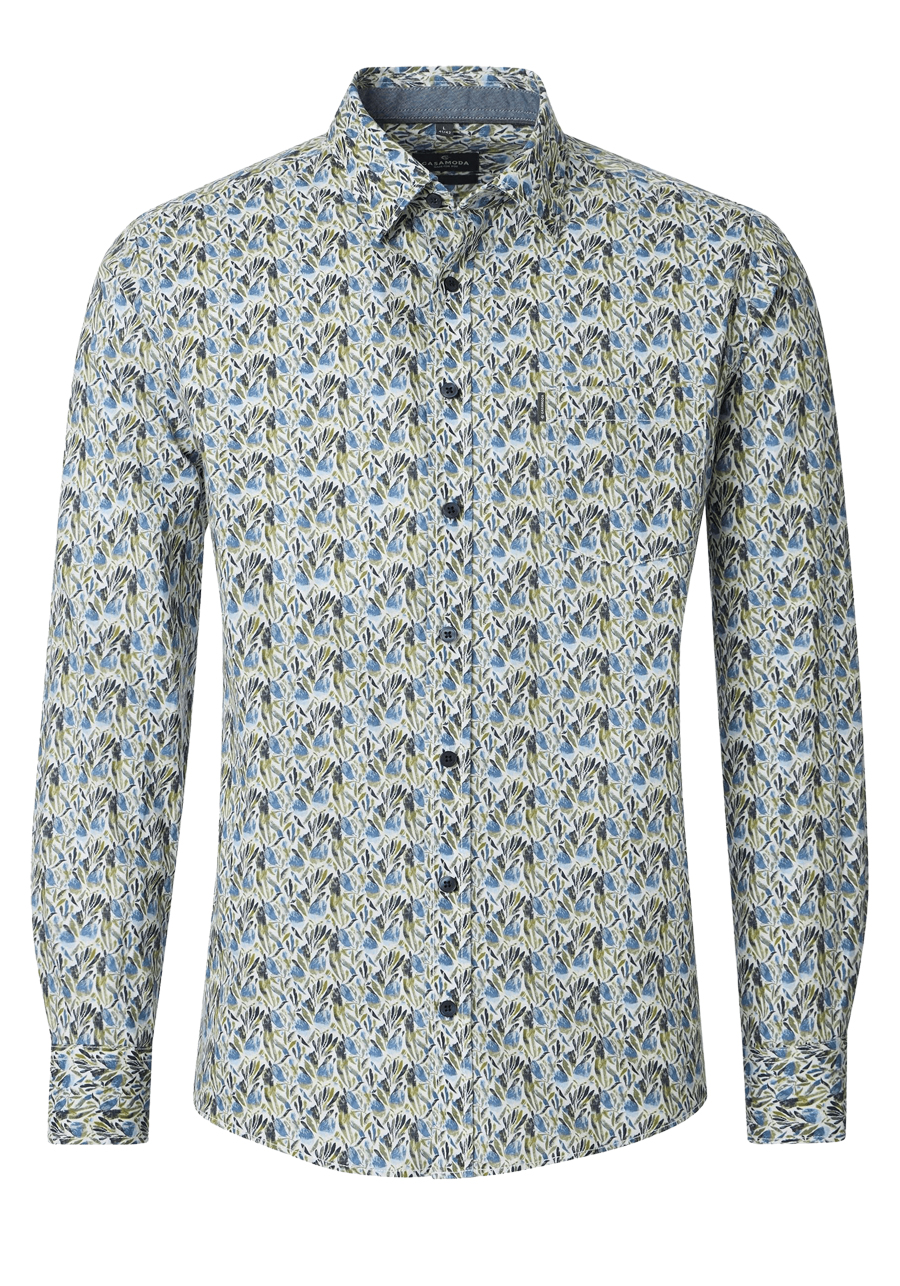 Produktbild f�r 'CASAMODA Casual Fit Hemd Langarm New Kent Kragen Muster gr�n'