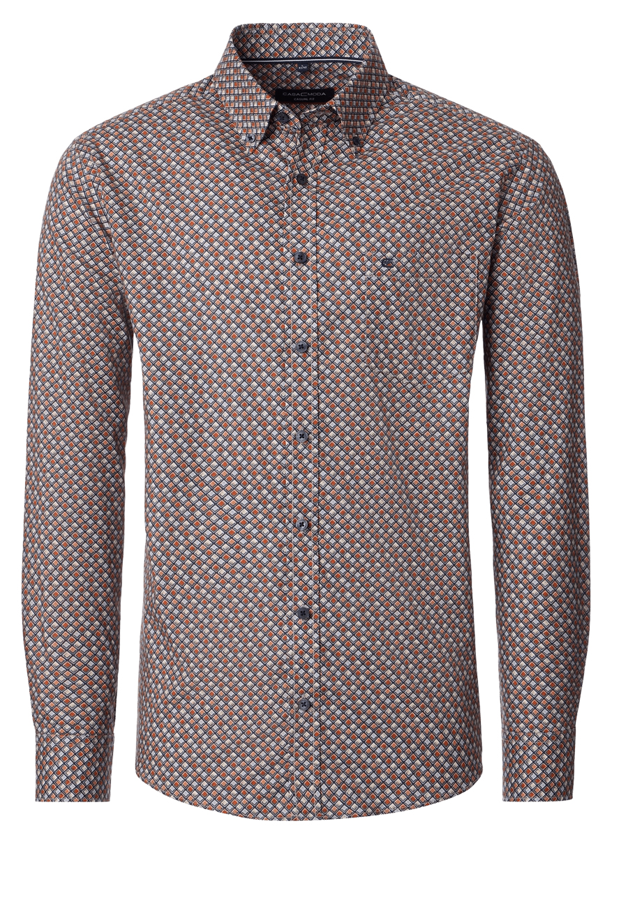 Produktbild f�r 'CASAMODA Casual Fit Hemd Langarm New Kent Kragen Muster orange'