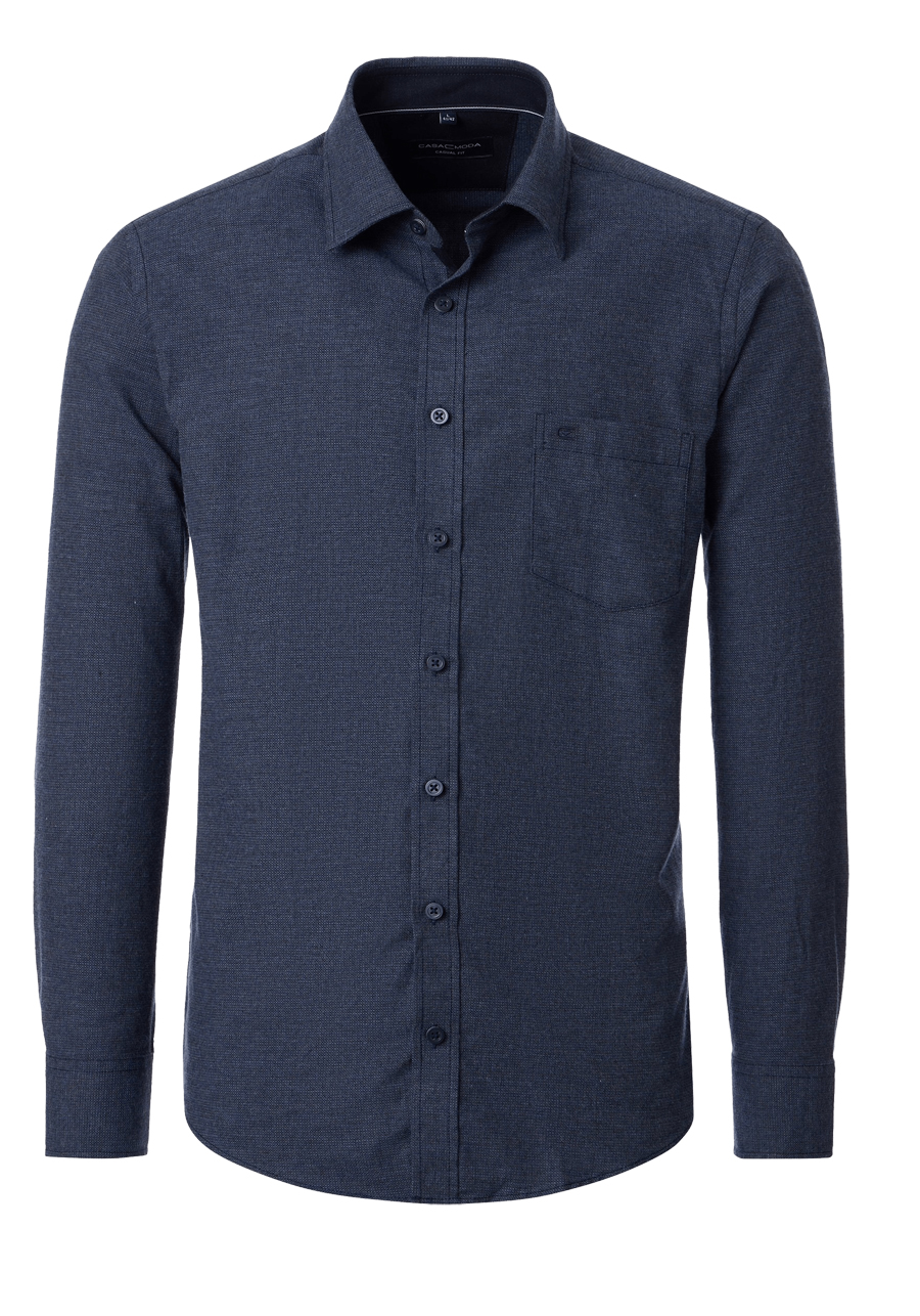 Produktbild f�r 'CASAMODA Casual Fit Hemd Langarm New Kent Kragen Struktur dunkelblau'