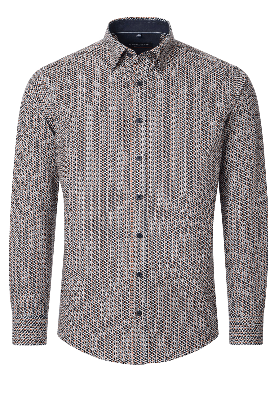 Produktbild fr 'CASAMODA Casual Fit Hemd Langarm Under Button Down Kragen Muster orange'