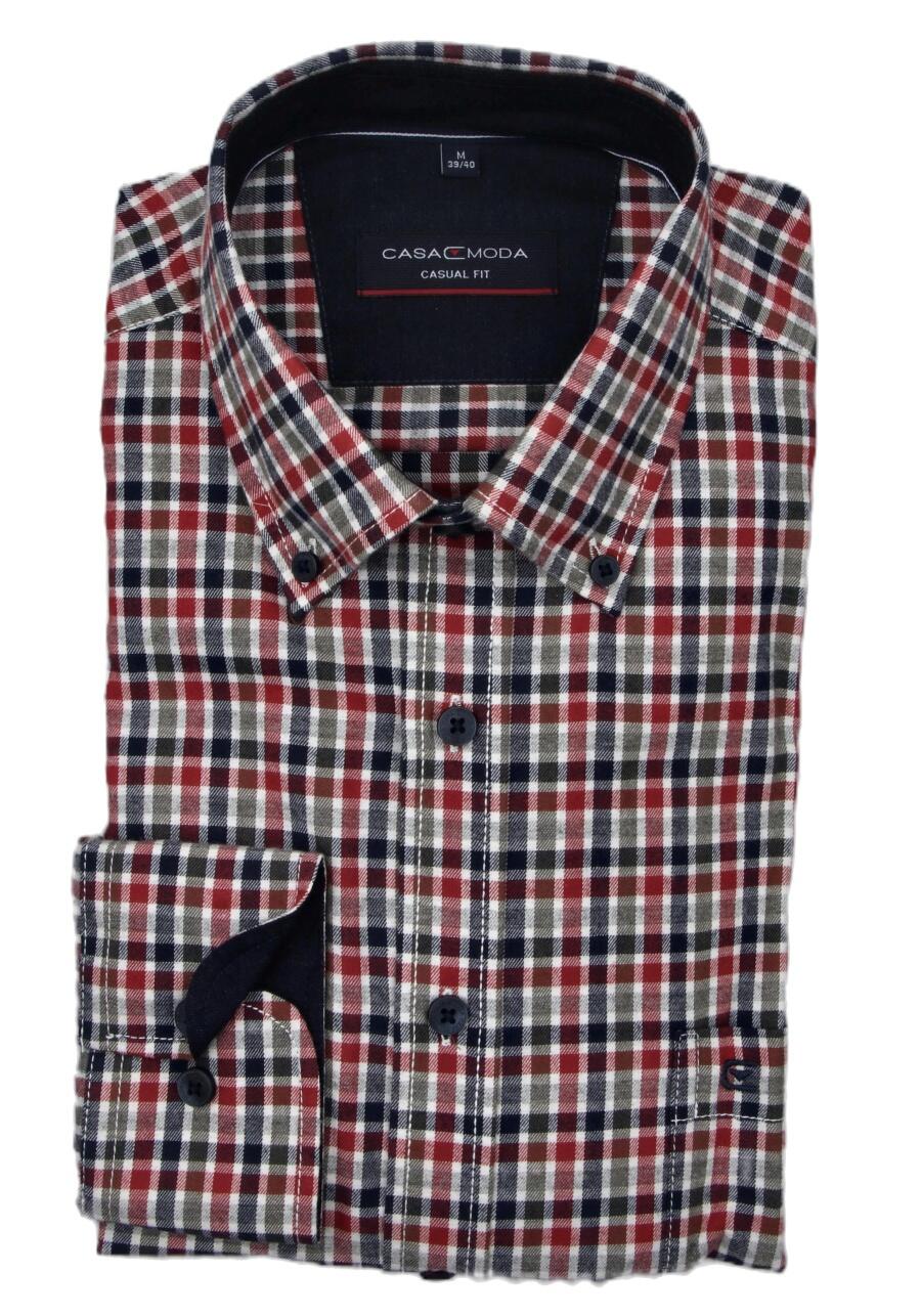 Produktbild fr 'CASAMODA Casual Fit Hemd super langer Arm Button Down Kragen Flanell Karo blau'