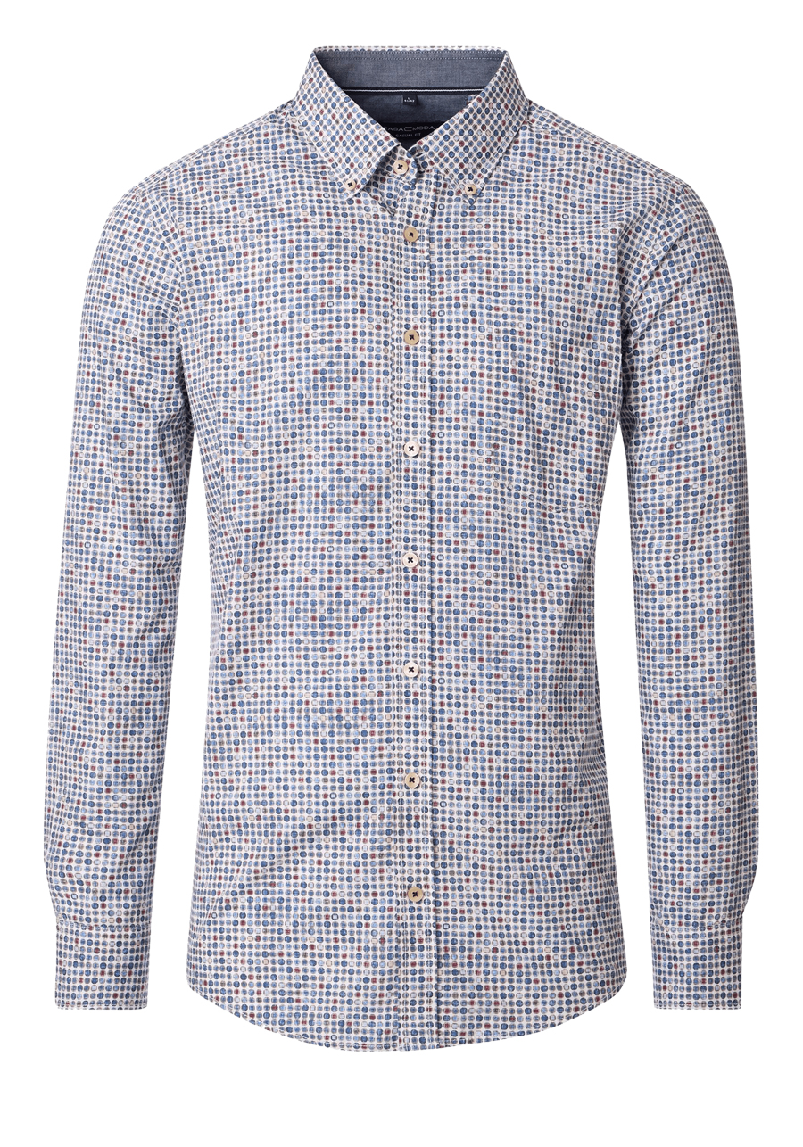 Produktbild f�r 'CASAMODA Casual Fit Hemd super langer Arm Button Down Kragen Muster wei�'