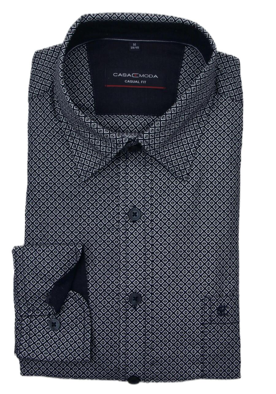Produktbild fr 'CASAMODA Casual Fit Hemd super langer Arm New Kent Kragen Muster grn'