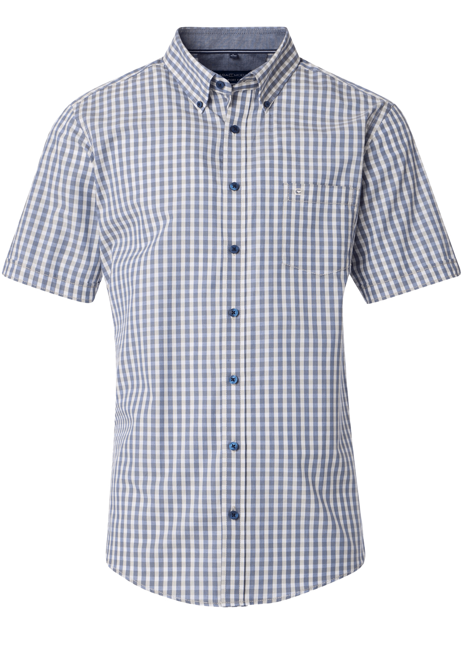 Produktbild fr 'CASAMODA Comfort Fit Hemd Halbarm Button Down Kragen Karo blau'