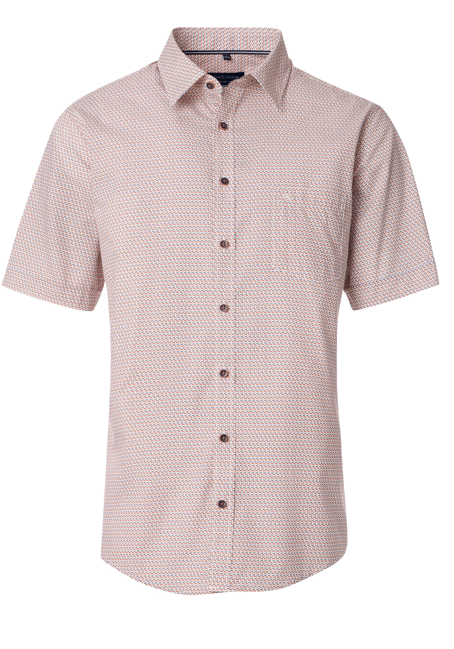 Produktbild fr 'CASAMODA Comfort Fit Hemd Halbarm New Kent Kragen Muster orange'