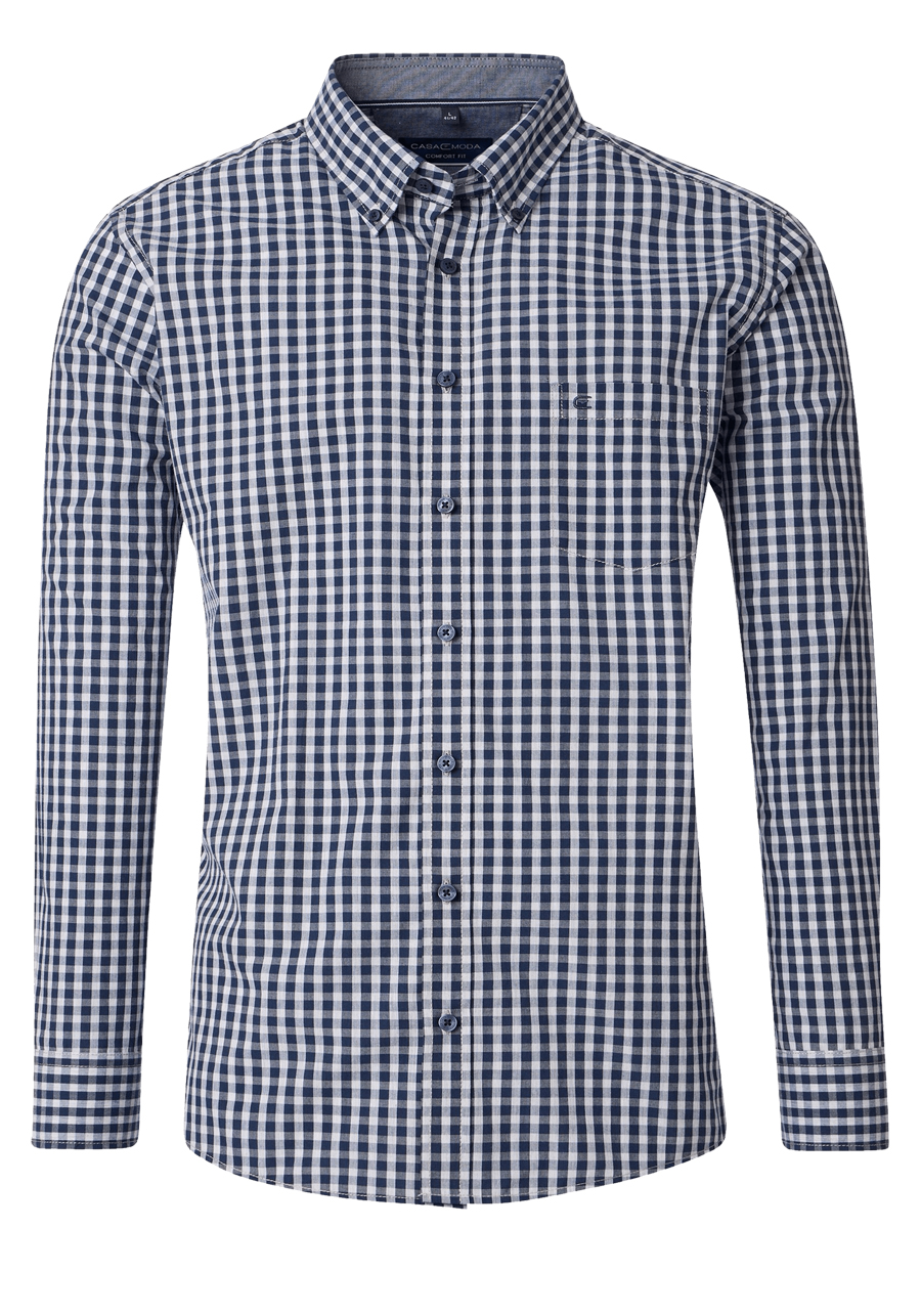 Produktbild fr 'CASAMODA Comfort Fit Hemd Langarm Button Down Kragen Karo dunkelblau'