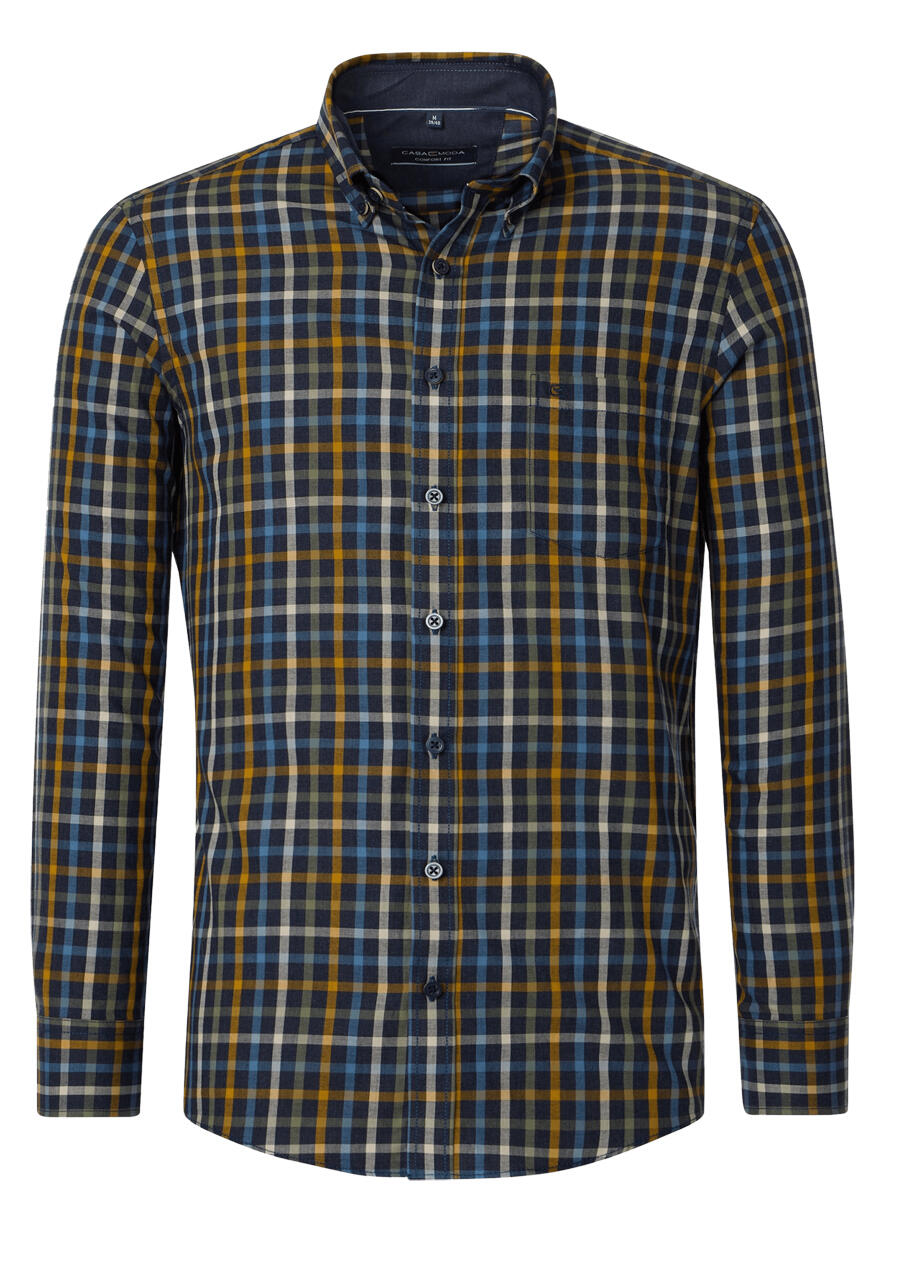 Produktbild fr 'CASAMODA Comfort Fit Hemd Langarm Button Down Kragen Karo dunkelblau'