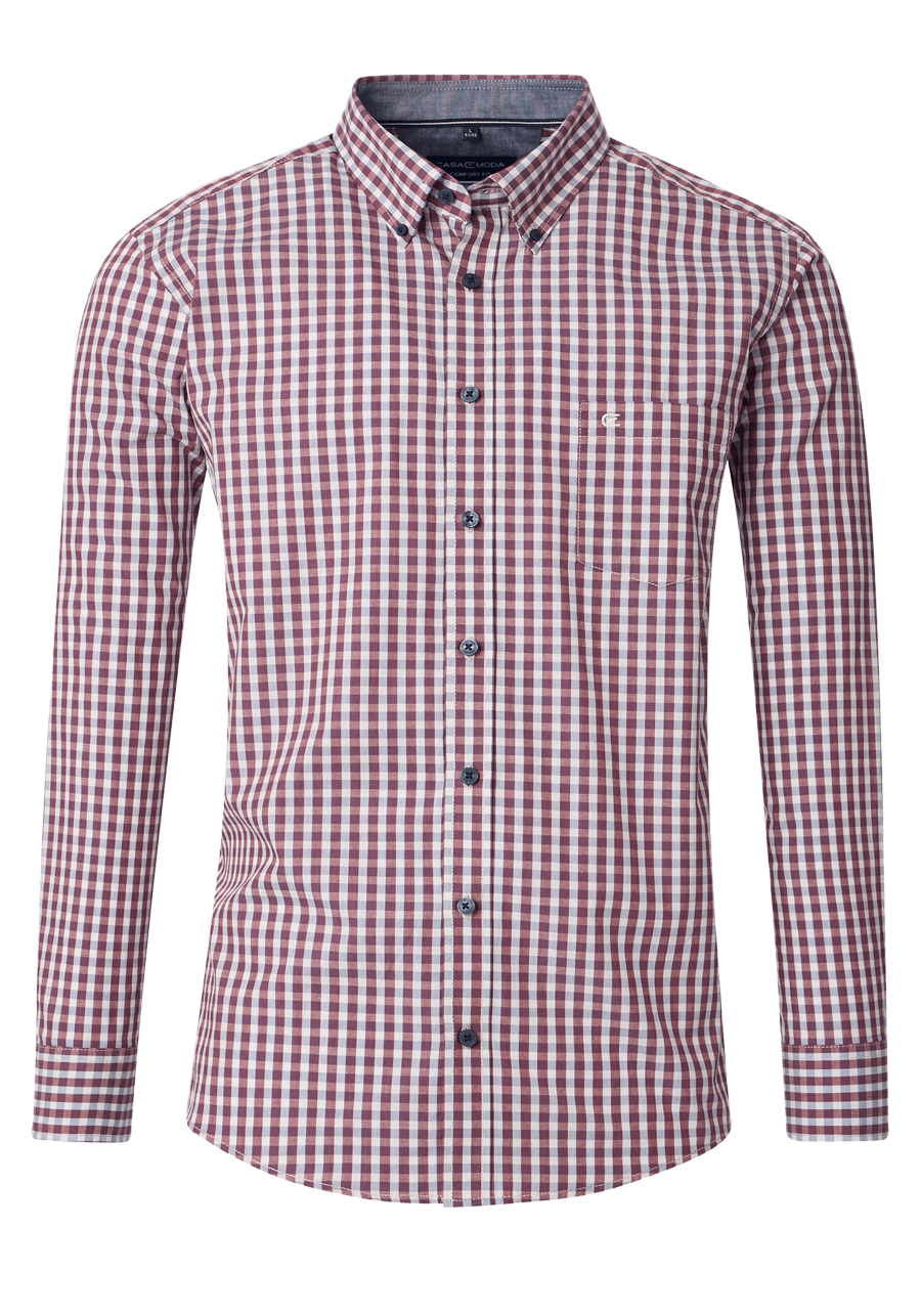 Produktbild fr 'CASAMODA Comfort Fit Hemd Langarm Button Down Kragen Karo rot'
