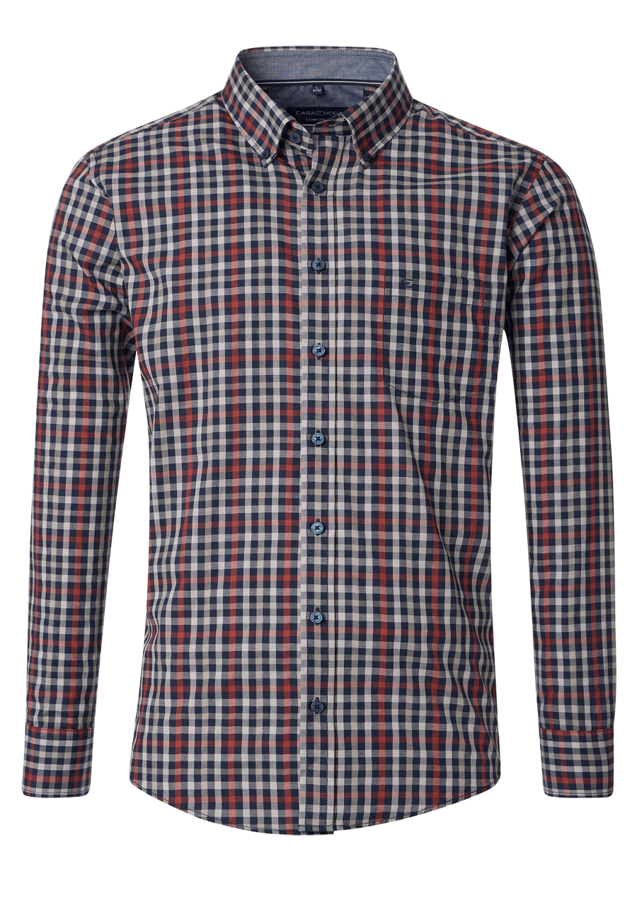 Produktbild fr 'CASAMODA Comfort Fit Hemd Langarm Button Down Kragen Multikaro dunkelblau'