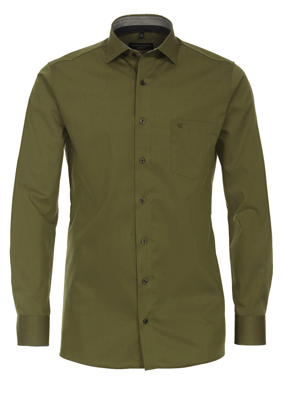 Produktbild fr 'CASAMODA Modern Fit Hemd Langarm New Kent Kragen oliv'