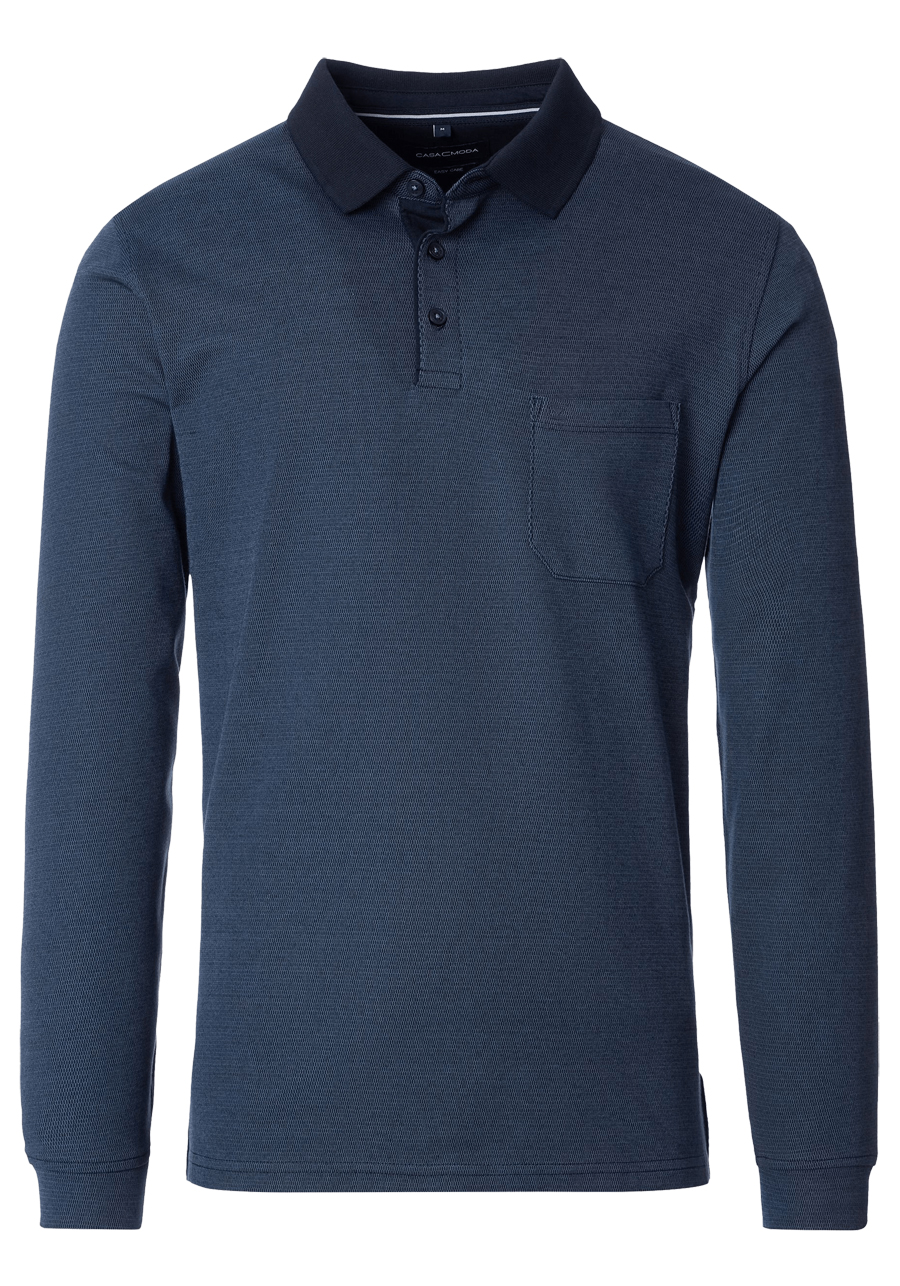 Produktbild fr 'CASAMODA Polo Langarm geknpfter Polokragen Struktur navy'
