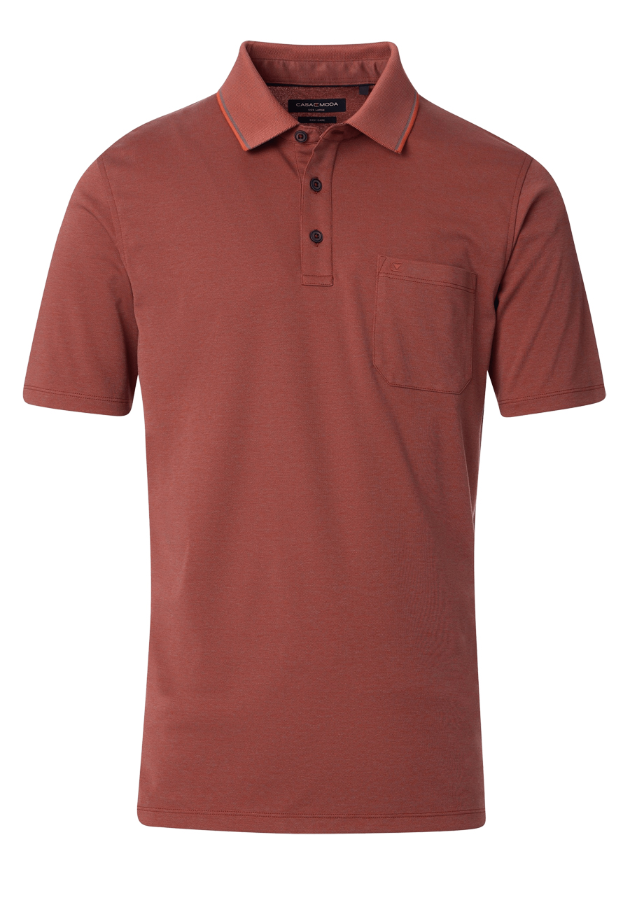 Produktbild fr 'CASAMODA Poloshirt Halbarm Brusttasche geknpfter Kragen bronze'