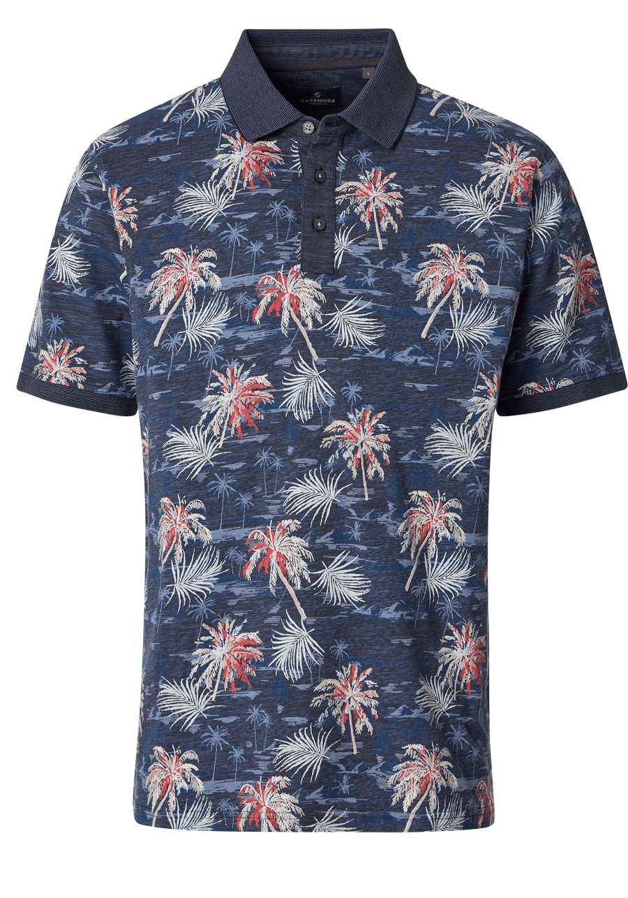 Produktbild f�r 'CASAMODA Poloshirt Halbarm Polokragen Jersey Muster blau'