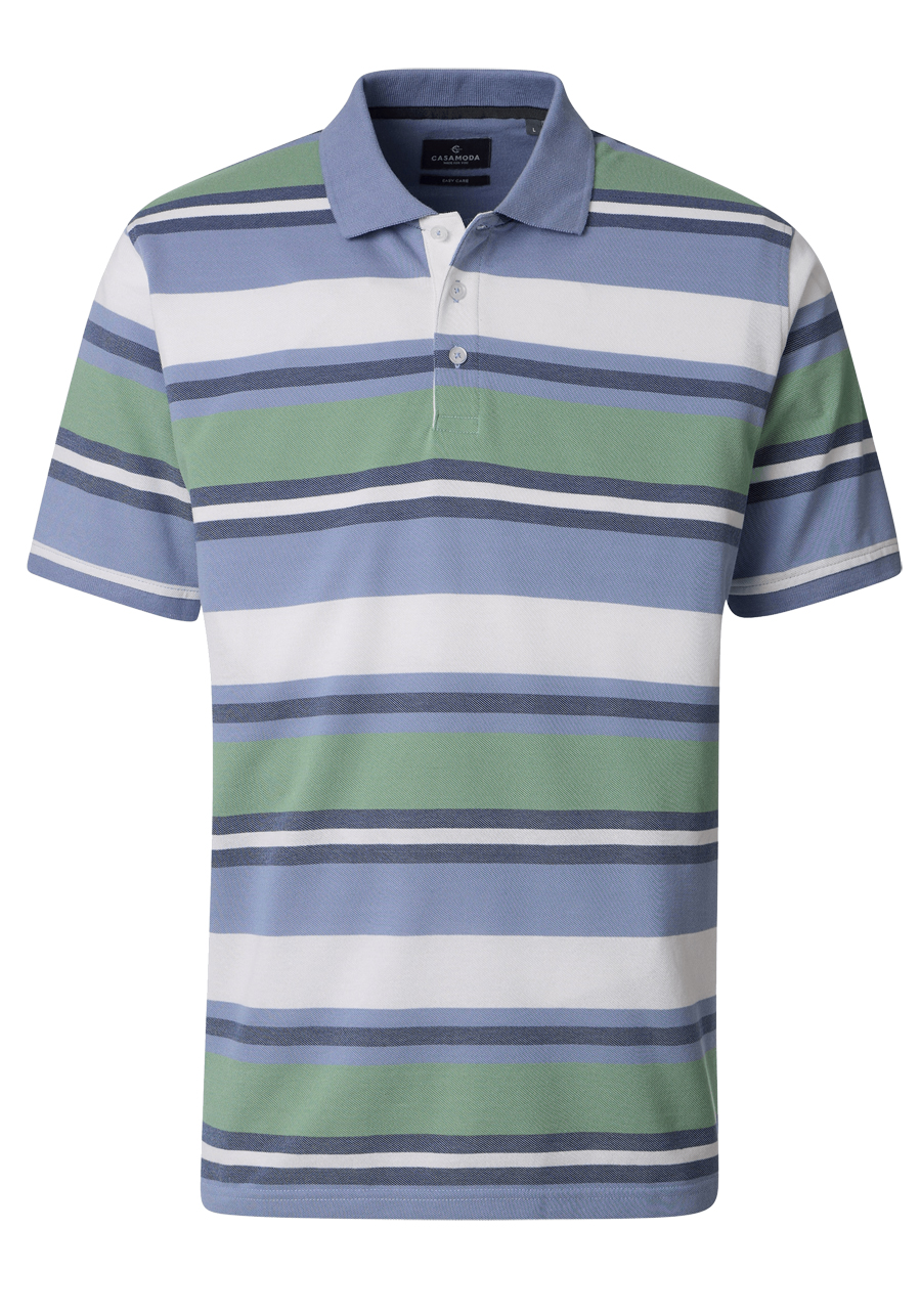 Produktbild f�r 'CASAMODA Poloshirt Halbarm Polokragen Jersey Ringel blau'