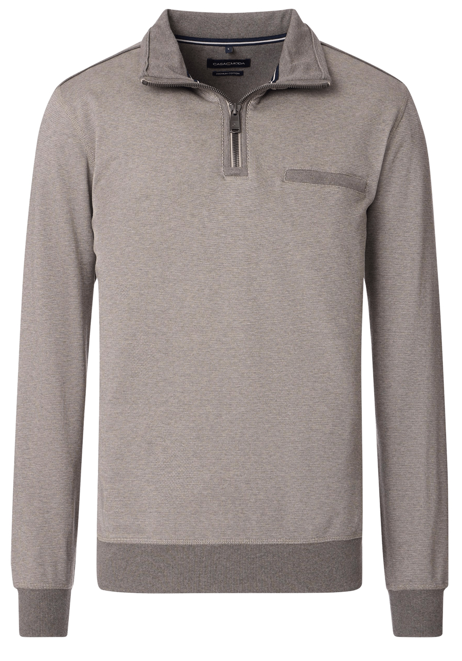 Produktbild fr 'CASAMODA Sweat Troyer Langarm mit Reiverschluss Strick hellbraun'