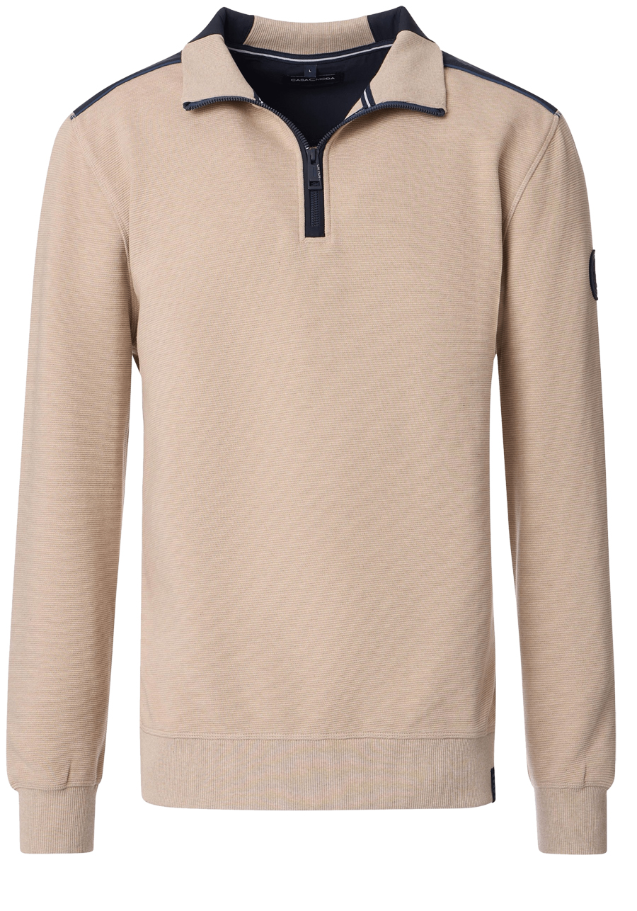 Produktbild fr 'CASAMODA Sweat Troyer Langarm mit Reiverschluss Struktur beige'