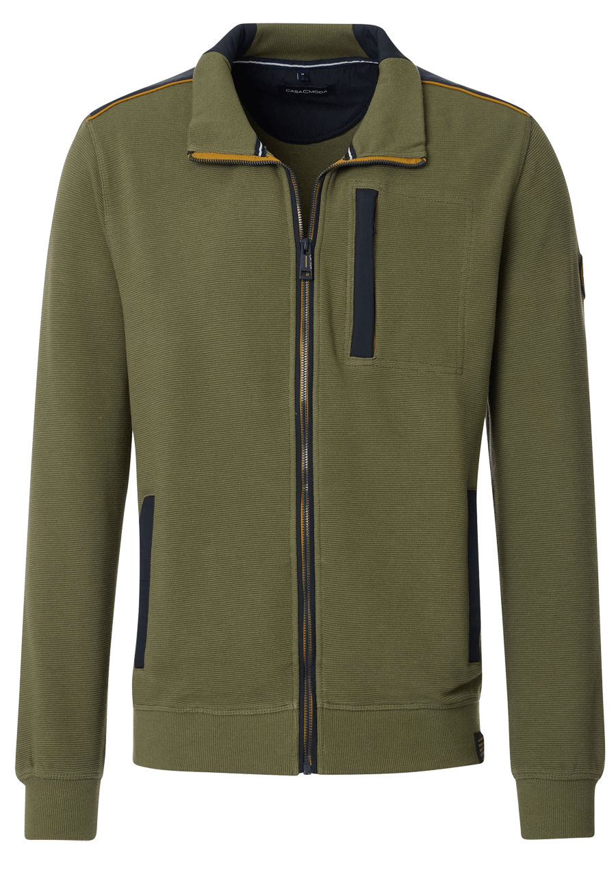 Produktbild fr 'CASAMODA Sweatjacke Langarm mit Reiverschluss Struktur moos'