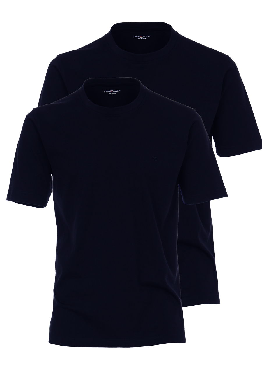 Produktbild f�r 'CASAMODA T-Shirt Rundhals reine Baumwolle Doppelpack nachtblau'