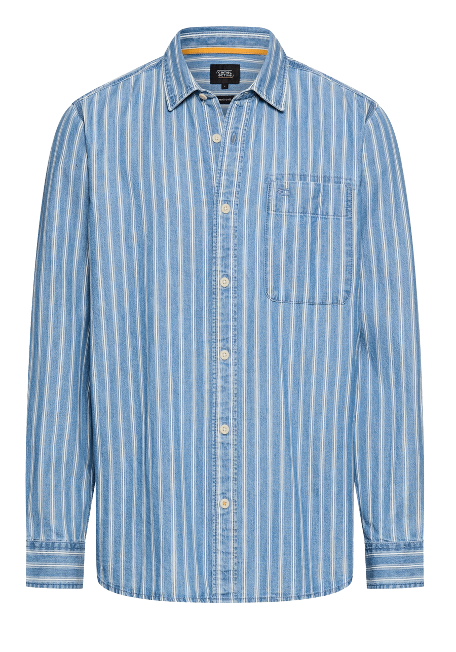 Produktbild f�r 'CAMEL ACTIVE Hemd Langarm New Kent Kragen Indigo Dye Streifen blau'