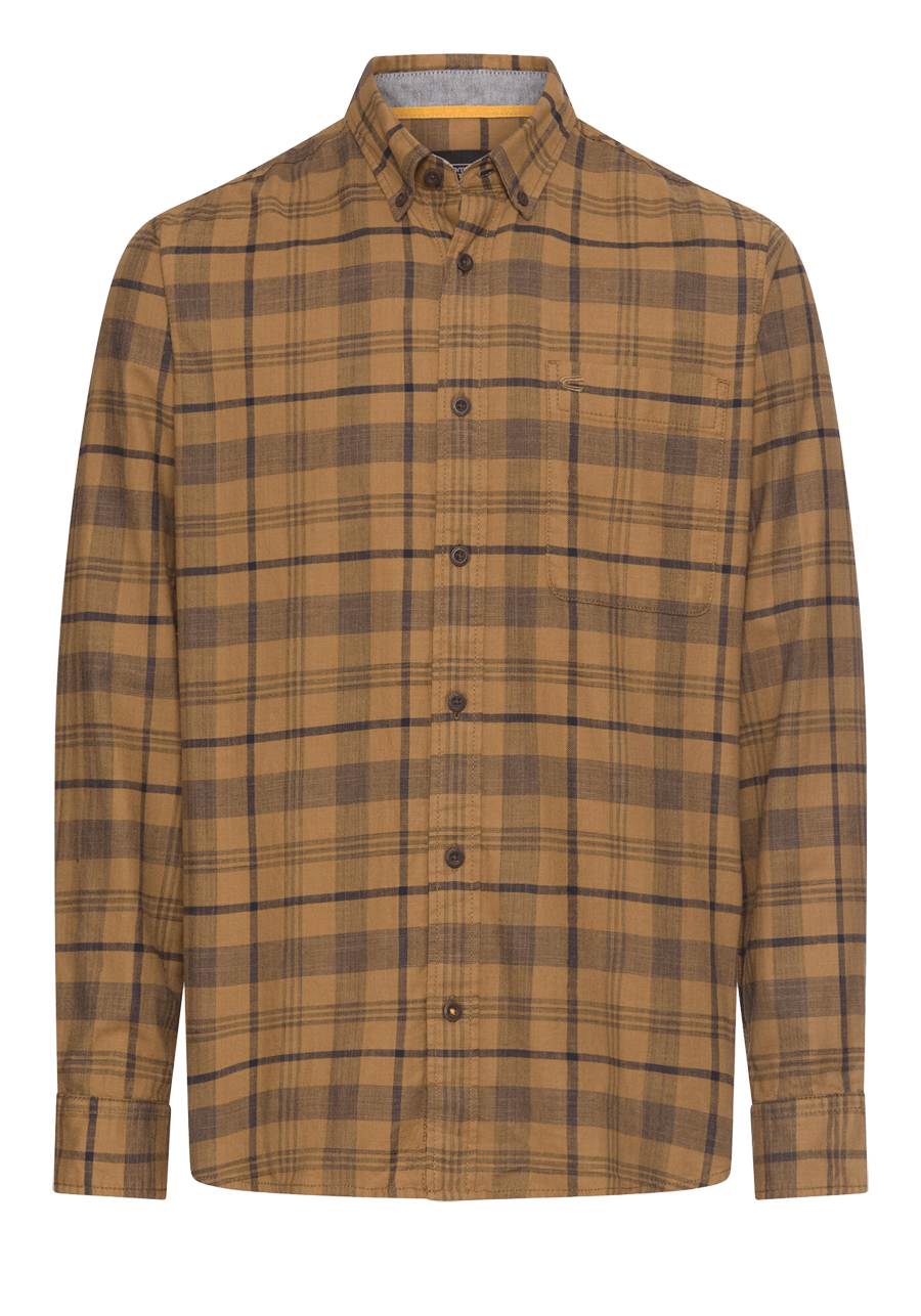 Produktbild f�r 'CAMEL ACTIVE Hemd Langarm Button Down Kragen Flanell Karo braun'