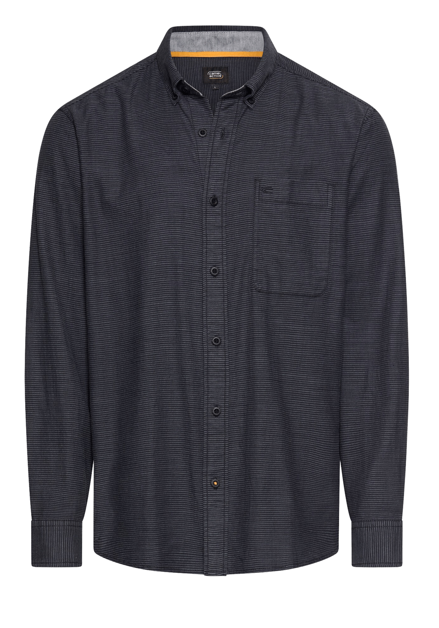Produktbild f�r 'CAMEL ACTIVE Hemd Langarm Button Down Kragen Flanell Ringel dunkelblau'