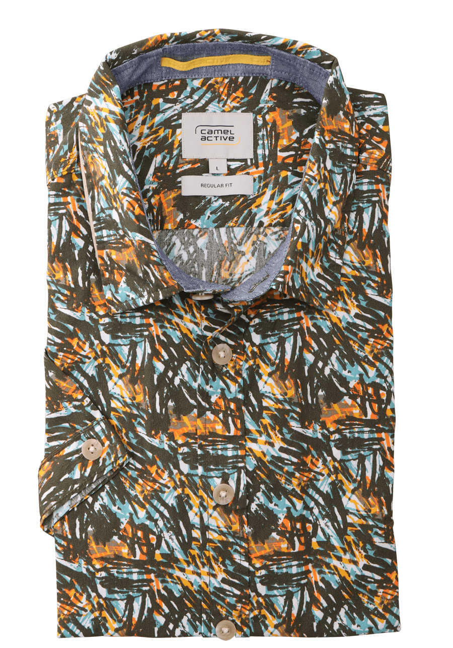 Produktbild f�r 'CAMEL ACTIVE Regular Fit Hemd Halbarm New Kent Kragen Muster gr�n'