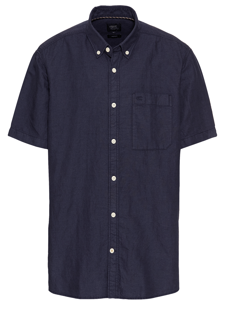 Produktbild fr 'CAMEL ACTIVE Hemd Halbarm Button Down Kragen Leinenmix navy'