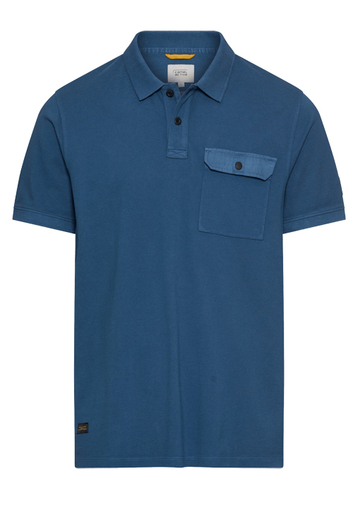 Produktbild f�r 'CAMEL ACTIVE Polo Halbarm gekn�pfter Polokragen Pique blau'